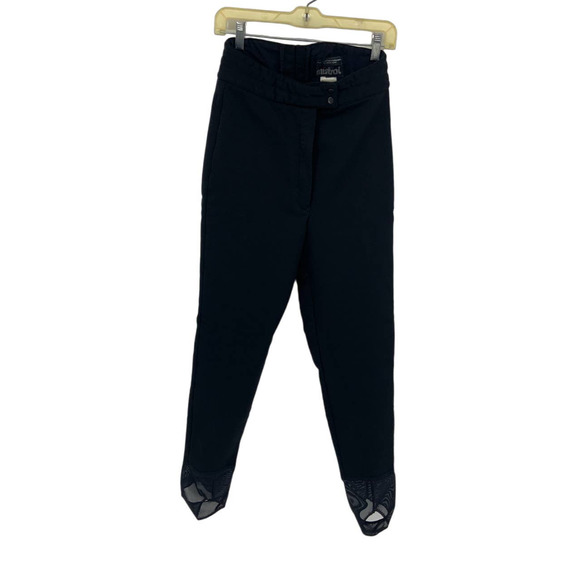 Vintage Mistral Black Ski Pants Size 12 Hong Made in Kong w/ Swiss Fabric - Picture 1 of 11